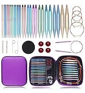 Yarniss 13 Pair Circular Knitting Needle Set 3.0~10.0mm, Interchangeable Aluminum Knitting Needle...