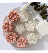 White Mold with 6 Petals 30g Mooncake Mould Hand Press Cookie Stamps, Cherry Blossom Flower Stamp...