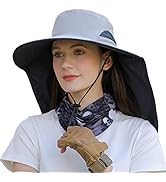 HUAMULAN Women Large Brim Sun Hat with Neck Flap, Men Quick Dry Hiking Fishing Safari Hat UPF 50+