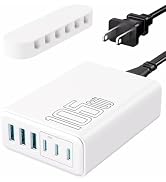 105W USB C Charger Block, 6-Port USB C Charging Station GaN III PD 20W Laptop Fast Charger Adapte...