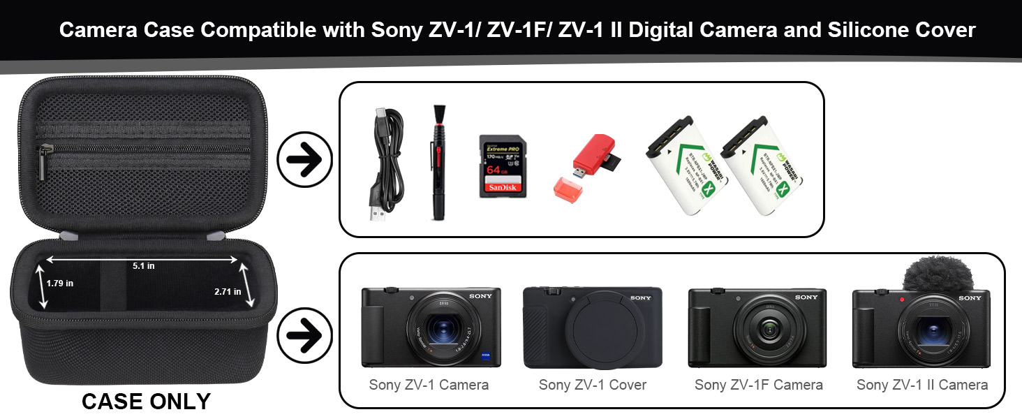 Carrying Case for Sony ZV-1/ ZV-1F/ ZV-1 II Digital Camera forContent CreatorsSony ZV1 Vlogging Bag