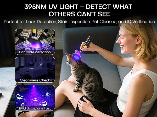 Flat EDC Flashlight Rechargeable Small Pocket Flashlight 395nm UV