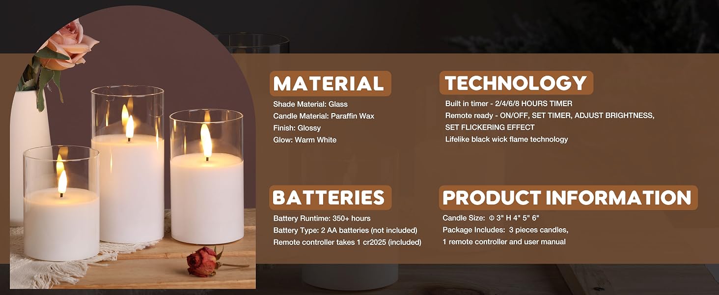 Clear Glass Flameless Candles 02