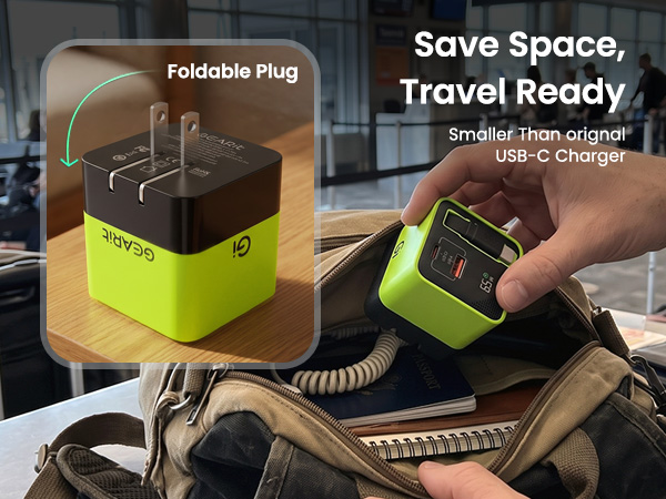 Foldable plug travel ready