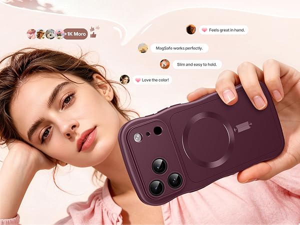 For iPhone 17 Pro Case Compatible with MagSafe Wavy Shockproof Slim Cute Durable Drop Protection
