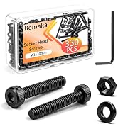 Bemaka 330Pcs M3 x 30mm Hex Socket Head Cap Screws with Nuts and Washers | 12.9 Grade Alloy Steel...