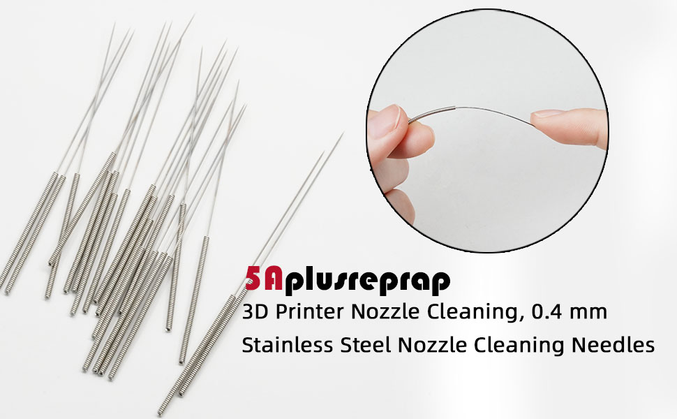 5Aplusreprap 3D Printer Nozzle Cleaning Kit 0.4 mm Stainless Steel Nozzle Cleaning Needles