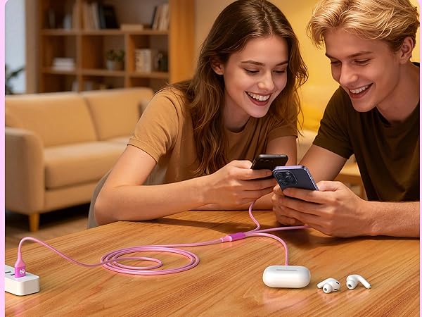 Multiple charger cord integrates Micro-USB and Type-C ports for flexible connectivity