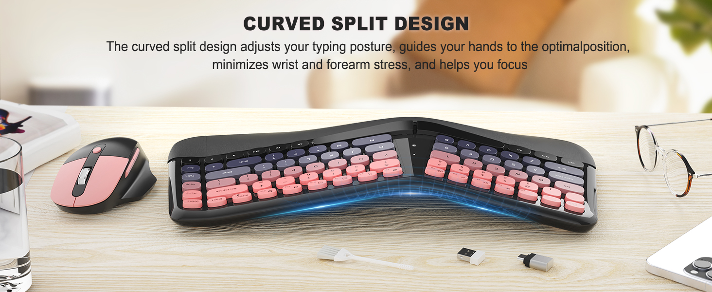 Ergonomic Wireless Keyboard and Mouse