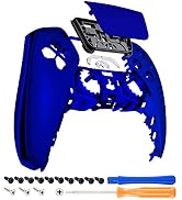 eXtremeRate Chrome Blue Glossy Touchpad Front Housing Shell Compatible with ps5 Controller BDM-01...
