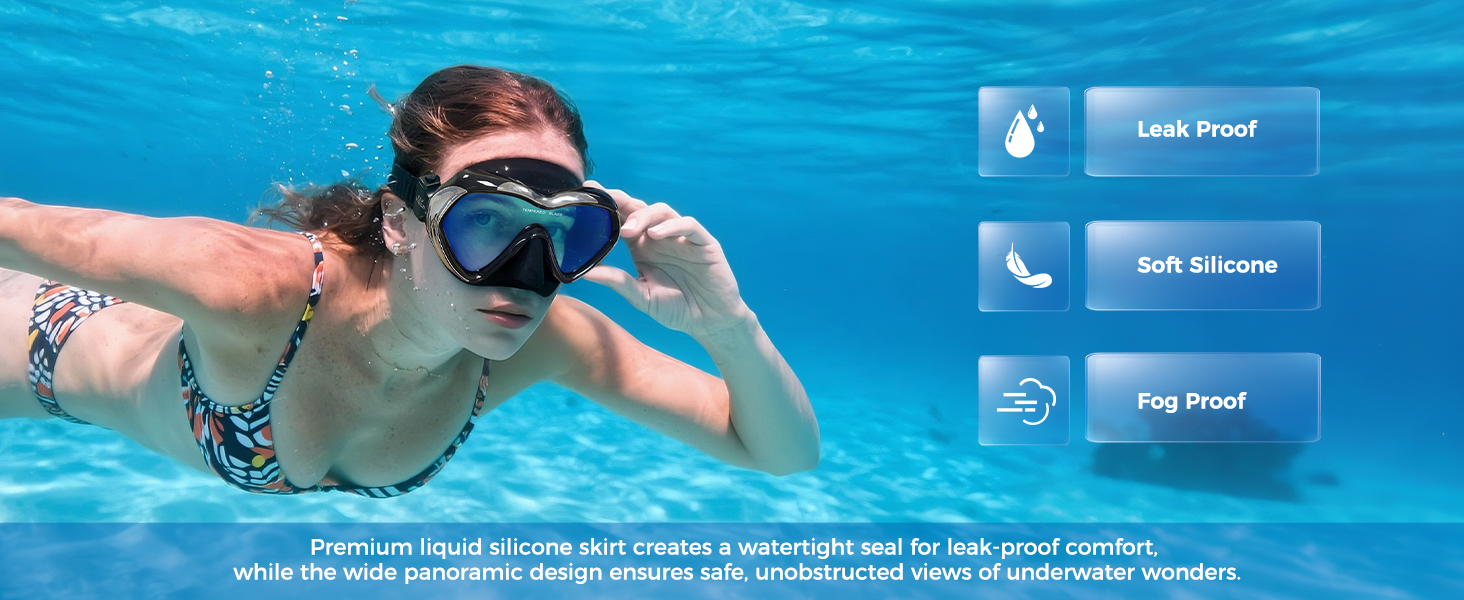Scuba Diving Mask Snorkel Goggles, Adult Mirror Swim Mask Single Lens Swim Goggles wIith Nose Cover