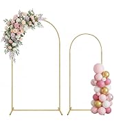 DaiUni Wedding Arch Backdrop Stand 7.2FT+6FT, Set of 2 Gold Metal Balloon Arch Stand for Birthday...
