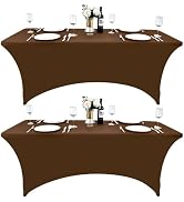 ZarzaaSik 2-Pack 6ft Spandex Table Covers for Rectangle Standard Folding Tables - Wrinkle Resista...