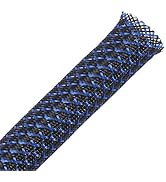 25ft - 1/4 inch PET Expandable Braided Sleeving – Blackblue – Alex Tech braided cable sleeve