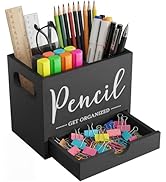kulusion Wooden Pencil Holder for Desk, Natural Wood Pen Holder Organizer, Desktop Pen Cup for Of...