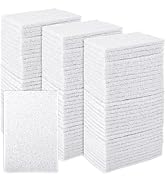 CONLI 100 PCS Scouring Pad Reusable Household White Scrubbing Pads for Cleaning, Multipurpose 6" ...