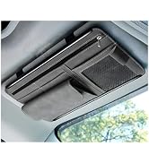 Yourkar Car Sun Visor Organizer, Soft Leather Surface Eyeglasses Note Card Holder Car Storage Bag...