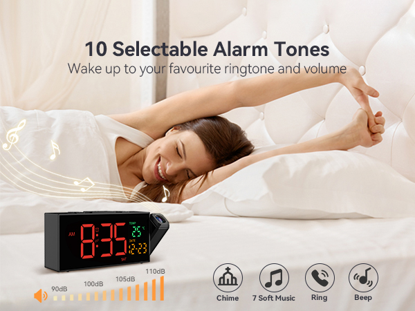Bedside Clock with 10 Alarm Tones