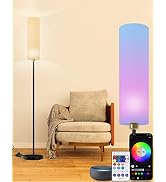 Smart Floor Lamp Works with Alexa & Google Home, Color Changing Stepless Dimmable for Living Room...