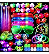 Max Fun 88Pcs LED Light Up Toy Party Favors Glow In The Dark Party Supplies Bulk, Glow Sticks Hal...