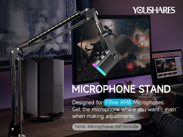 Mic boom arm for fifine am8 microphone Mic satnd compatible with am8 mic