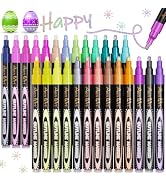 Aen Art Double Line Pens, 26 Colors Shimmer Outline Marker, Self-Outline Metallic Pen Art Supplie...