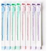 Smilo Retractable Eraser Pens, 8-Pack Push-Pull Mechanical Pencil Erasers for Kids & Artists - No...