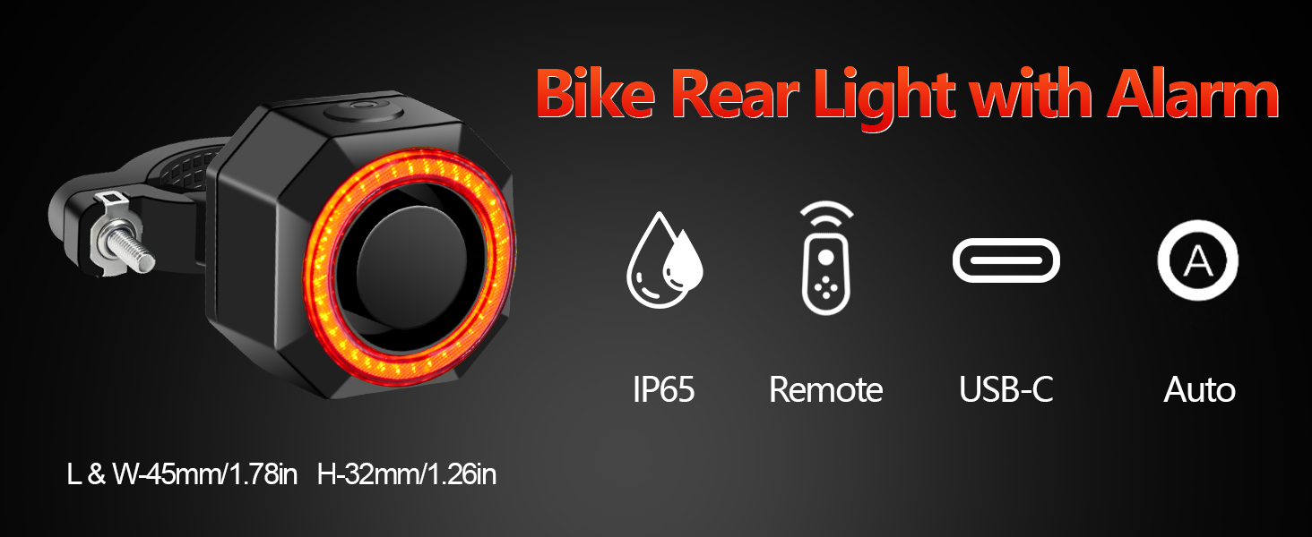 Bike Alarm with Bicycle Tail Light