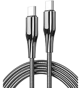 Chew Proof USB C to USB C Charger Cable 6.6FT, Metal Braided Ultra Durable | 60W PD Fast Charging...