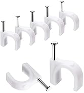 Abnii Cable Clips, 100 Pcs, 10mm, Wire Wall Clips with Steel Nails, Cable Management Organizer Cl...