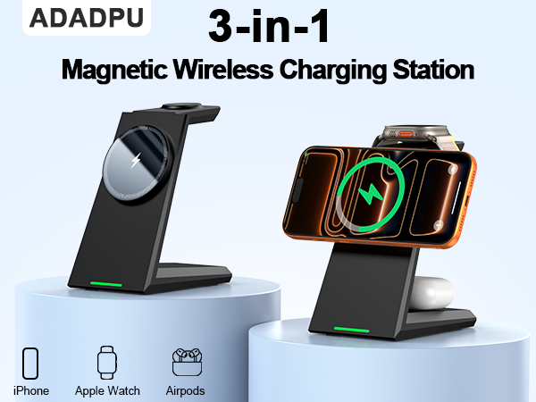 3 in 1 magnetic wireless charging station for apple devices