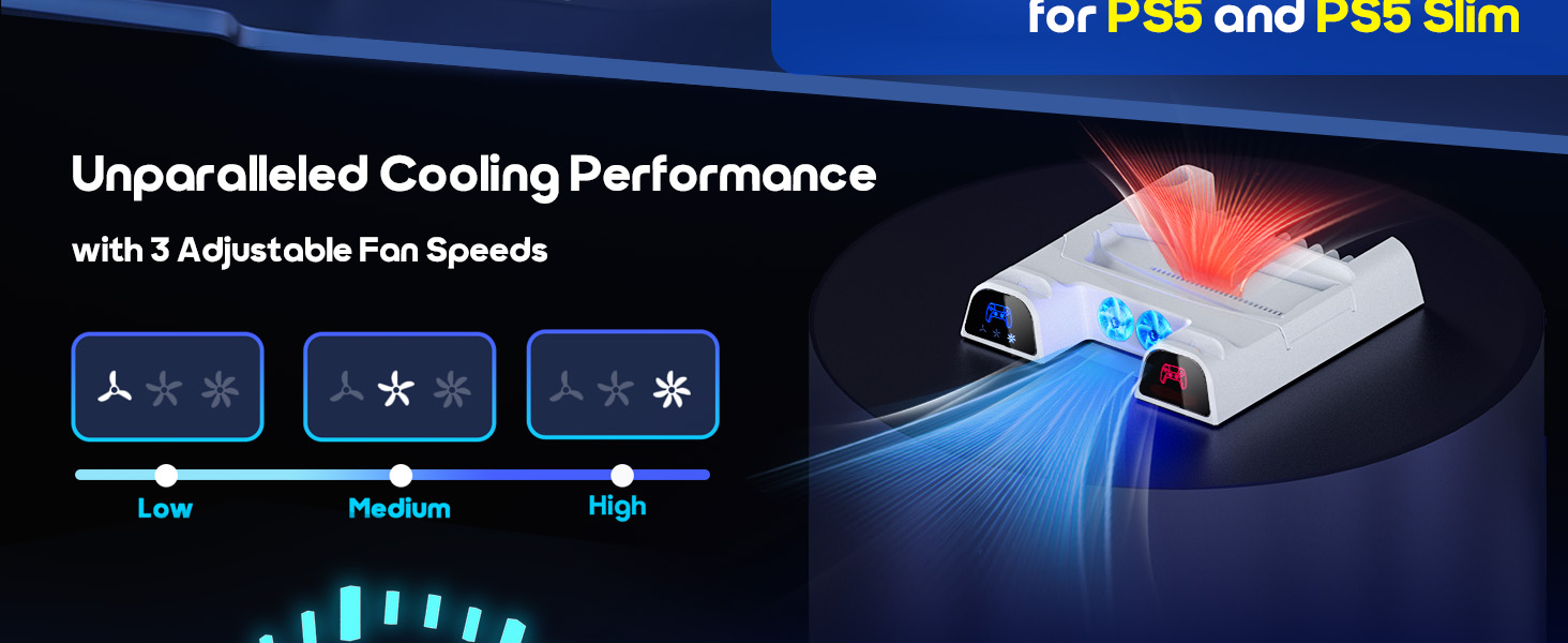 PS5 Cooling Stand witch 3 adjustable fan speeds