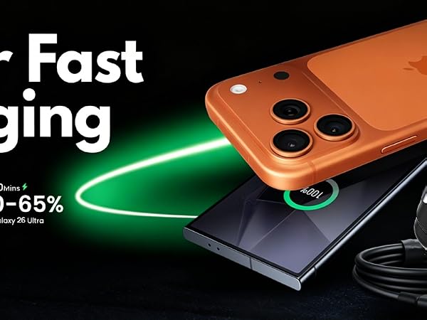 Dual Port Fast Car Charger and Cable