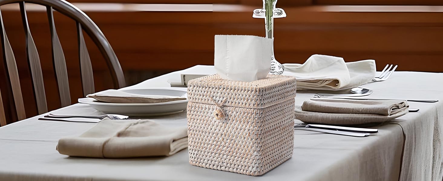 rattan tissue box cover