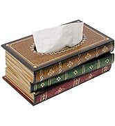 Crafted Classical Retro Wooden Antique Book Tissue Box Cover Rectangular Tissue Holder Dispenser ...