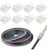 HOMELYLIFE RGBW LED Strip Connectors 5pin 8 Pcs with 16.4ft Extension Cable 5 Conductor for Water...