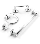 Ruacq Chrome 4pcs Bathroom Hardware Set-Toilet Paper Holder-Towel Ring -Towel Hooks for bathrooms...