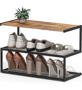 Aroktake Shoe Rack, Unique 5-Shaped Free Standing Shoe Shelf, 3-Tier Wooden Shoe Organizer with W...