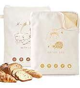 Tyzarglef Premium Beeswax Bread Bags for Sourdough, 2 Pack XL 13x17in Wide Zipper Bread Storage B...