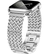 JR.DM Silver Bracelet Band for Women Compatible with Apple Watch 38mm 40mm 41mm 42mm (S10/11) Des...