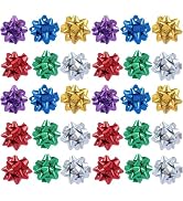 50 Pcs Colorful 1 Inch Gift Bows Mini Christmas Metallic Star Bows Party Gifts Wrapping Adhesive ...