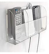 VANCORE Clear Wall Mounted Charging Phone Holder Smart Phone Station TV Remote Control Holder Wal...