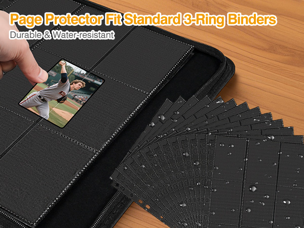 Card Sleeves for 3 Ring Binder, 9 Pocket Side Loading Page Protector for MTG, Yugioh, Baseball Cards