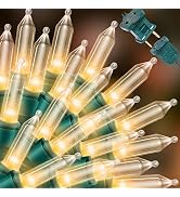 LAMPHOME Super-Bright Extendable Warm White Christmas Lights Decoration 100Lights 19.6ft UL Certi...