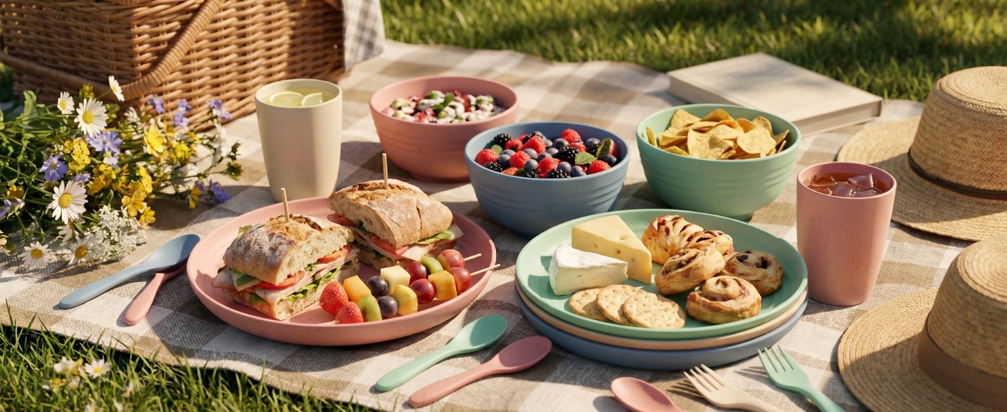dish set for 4 camping essentials camping dishes party plates set dorm room essentials plate set