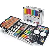 MIAOKE 145 Piece Art Set, Deluxe Mega Aluminum Box with Colored Pencils, Markers, Acrylic & Water...
