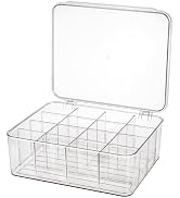 Mezchi Plastic Sock Underwear Drawer Organizer Dividers, 16 Compartment Clear Tie Organizers with...