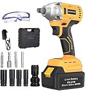 GardenJoy Cordless Power Impact Wrench: 21V Electric Impact Driver with Brushless 300N.m. 1/2"Chu...