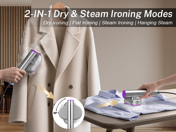 2-in-1 dry&steam ironing modes