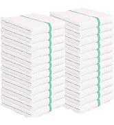 Towels N More 24 Pack 16x19 Bar Mop Towels - Green Stripe Absorbent Cotton Kitchen Towels - Quick...